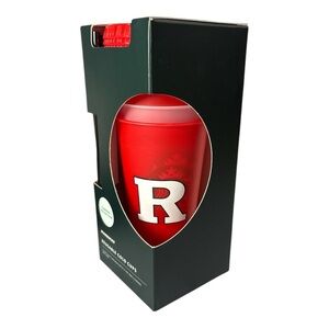 New Starbucks Reusable 24 oz Cold Cups Lids & Straws Campus Rutgers Set Of 5